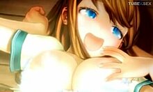 Un giovane futanari fa sesso con un'adolescente tetona in un film porno in 3D!