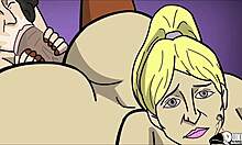 Os desenhos animados mostram a Sra. Keagan amarrada e provocada enquanto sua filha e amigos são fodidos por um grande pau preto