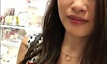 Asiatisk jente får en creampie i hjemmelaget video