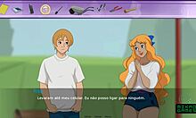 Hentai visual novel game with big boobs, outdoor anal sex, and cum in mouth